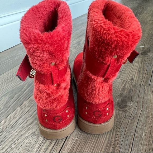 Guess Red Faux Fur Winter Boot Size 7 - Picture 3 of 6